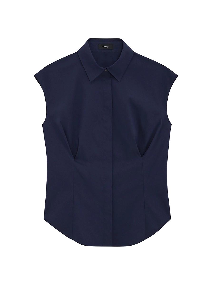 Womens Cotton Cap-Sleeve Fitted Top Product Image