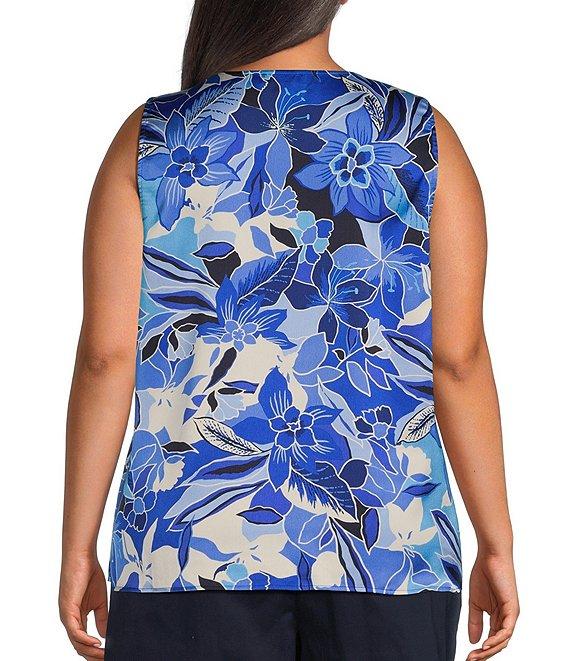 Skies Are Blue Plus Size Printed Sleeveless Woven Top Product Image