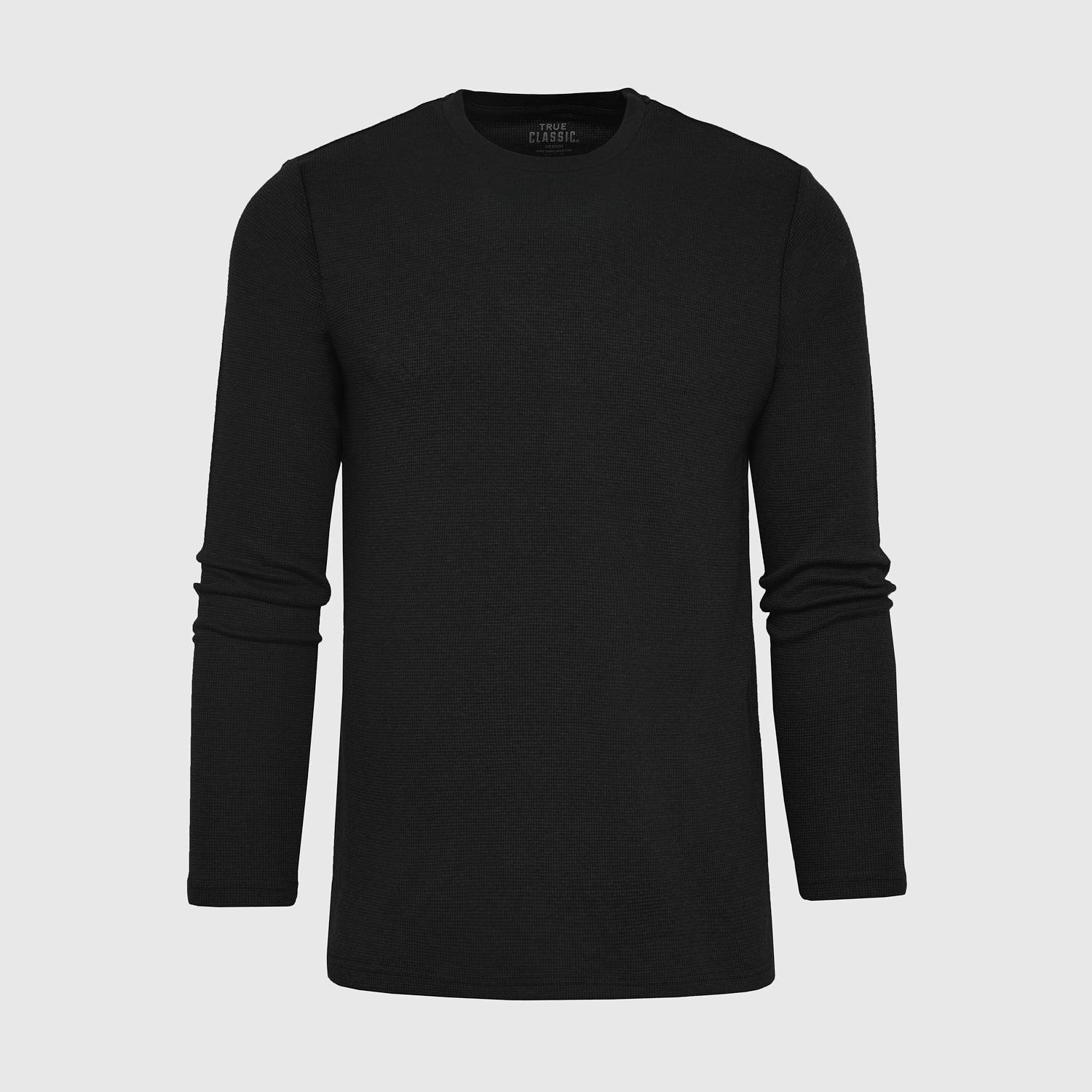 Black Waffle Long Sleeve Crew Neck Product Image