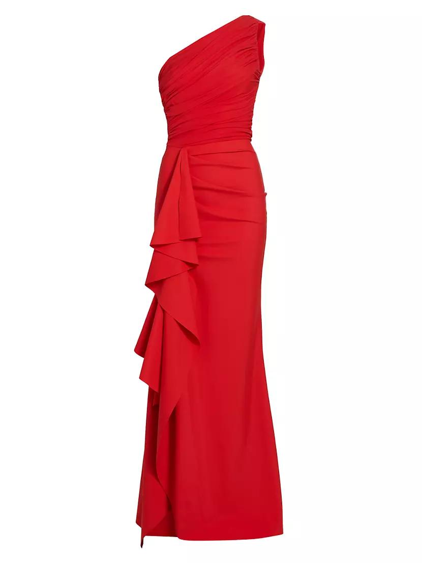 Womens Aziza Ruched One-Shoulder Gown Product Image