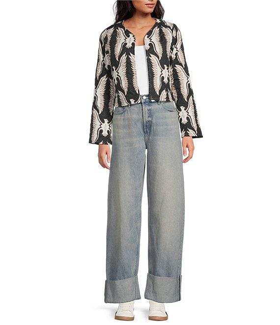 Ida Mae Home Round Collar Long Sleeve Cropped Jacket Product Image