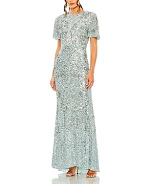 Mac Duggal Womens Flutter Sleeve Sequin High Neck Dress Product Image