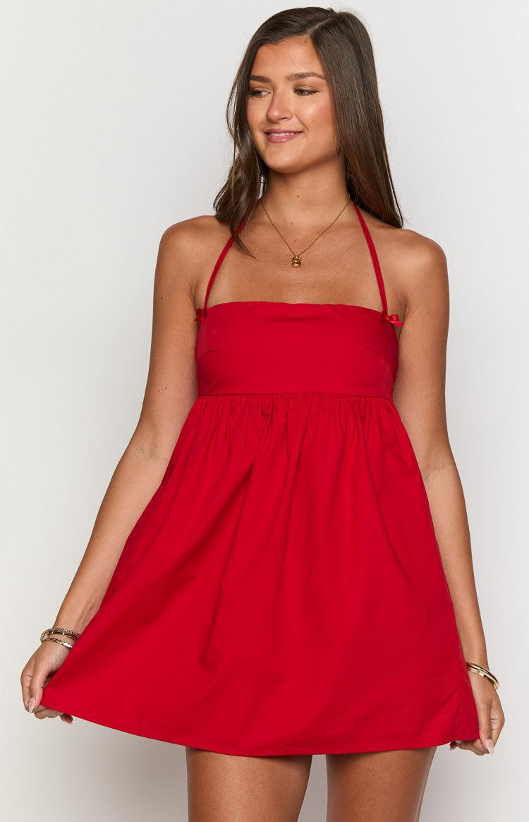 Carter Red Halter Mini Dress Product Image