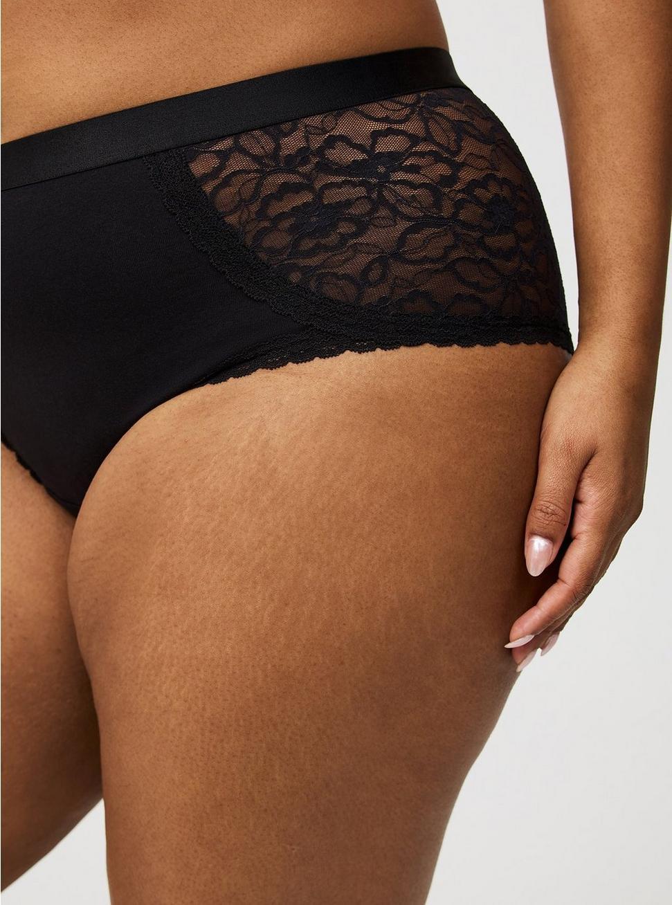 Cotton & Lace Mid-Rise Cheeky Panty Product Image