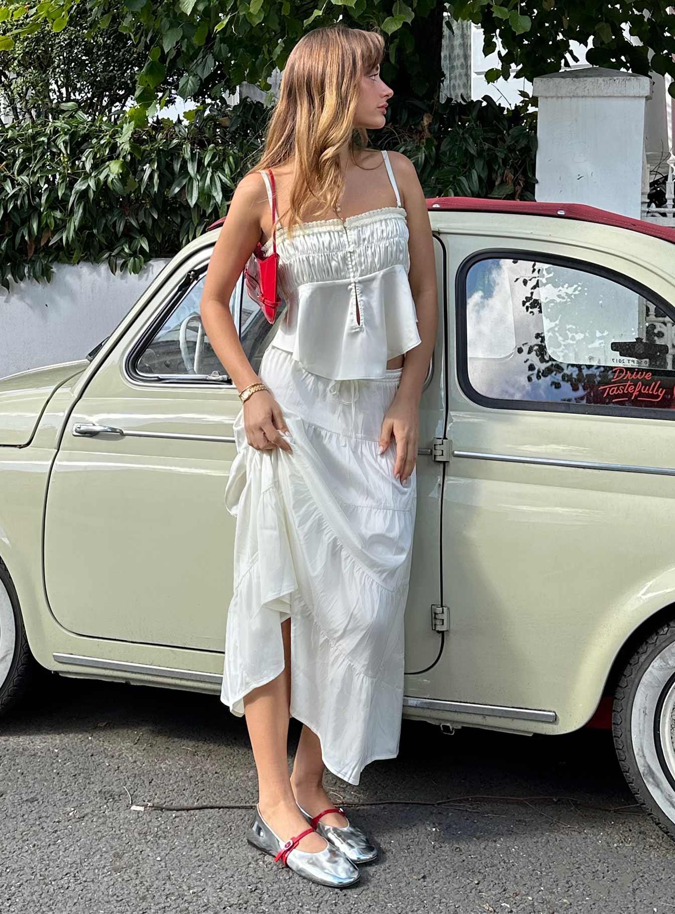 Keira Tiered Maxi Skirt Porcelain Product Image