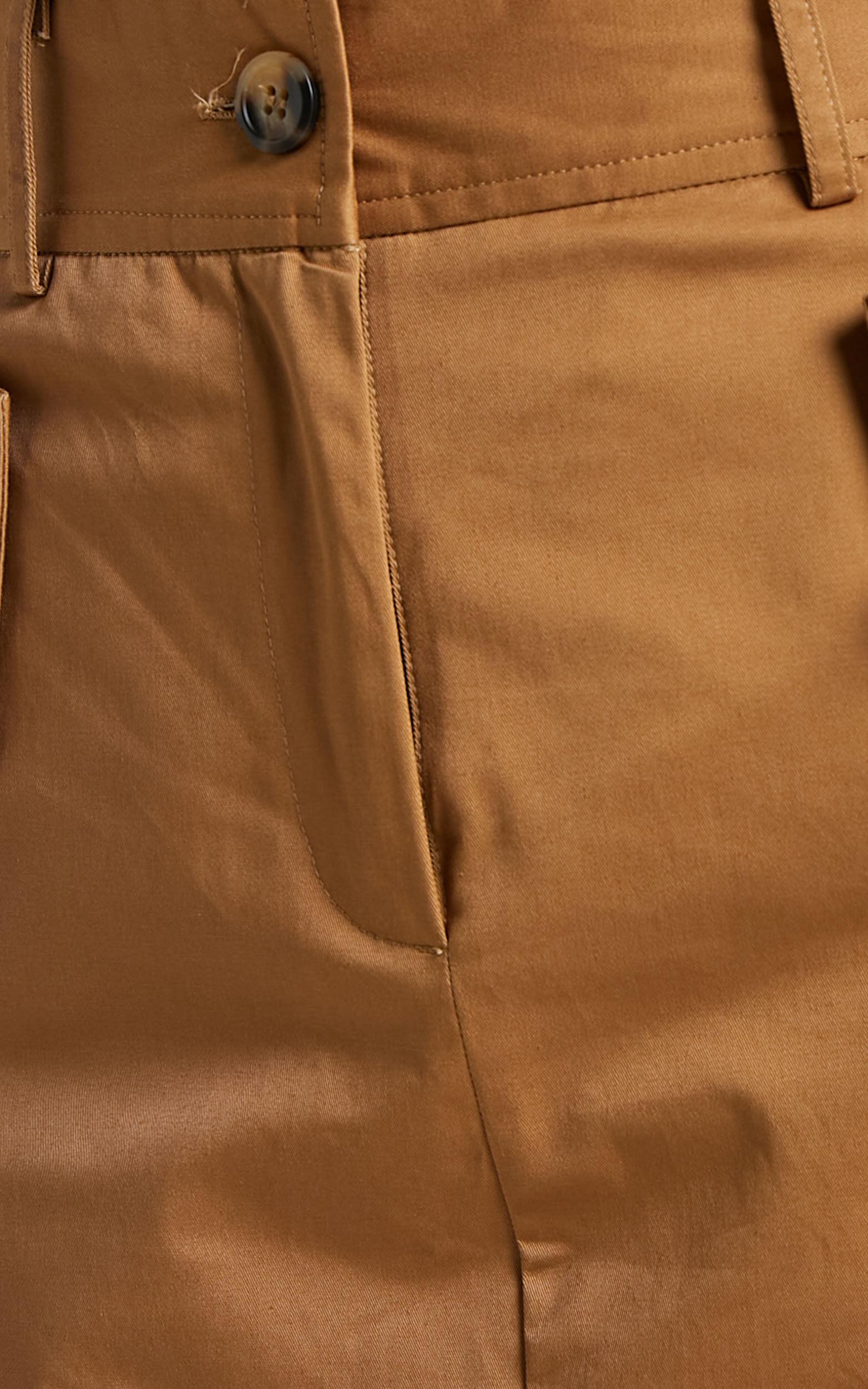 Anna Midi Skirt - High Waisted Cargo in Camel Product Image