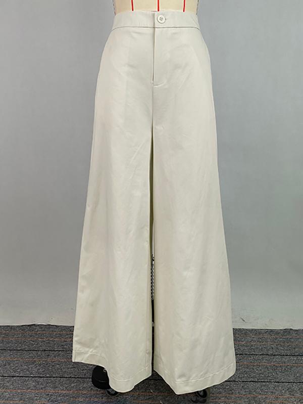High Waisted Loose Solid Color Pants Trousers Product Image