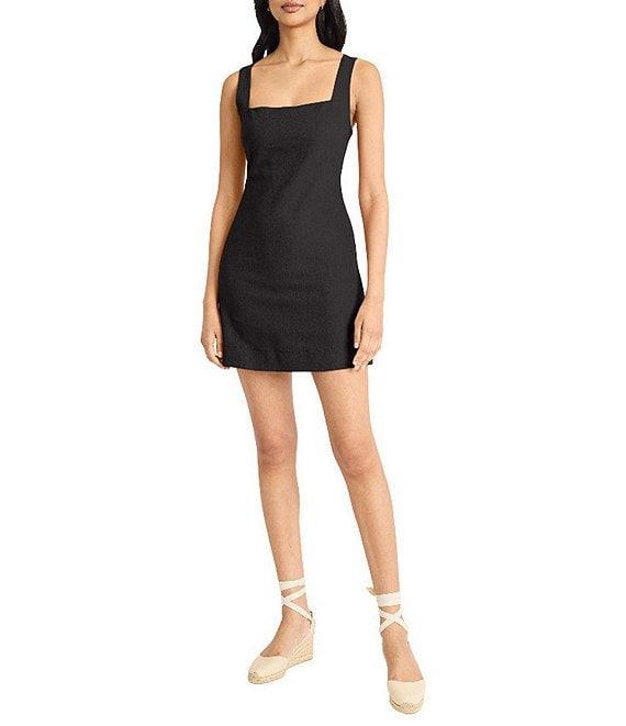 The Good Journey Solid Linen Blend Square Neck Sheath Mini Dress Product Image