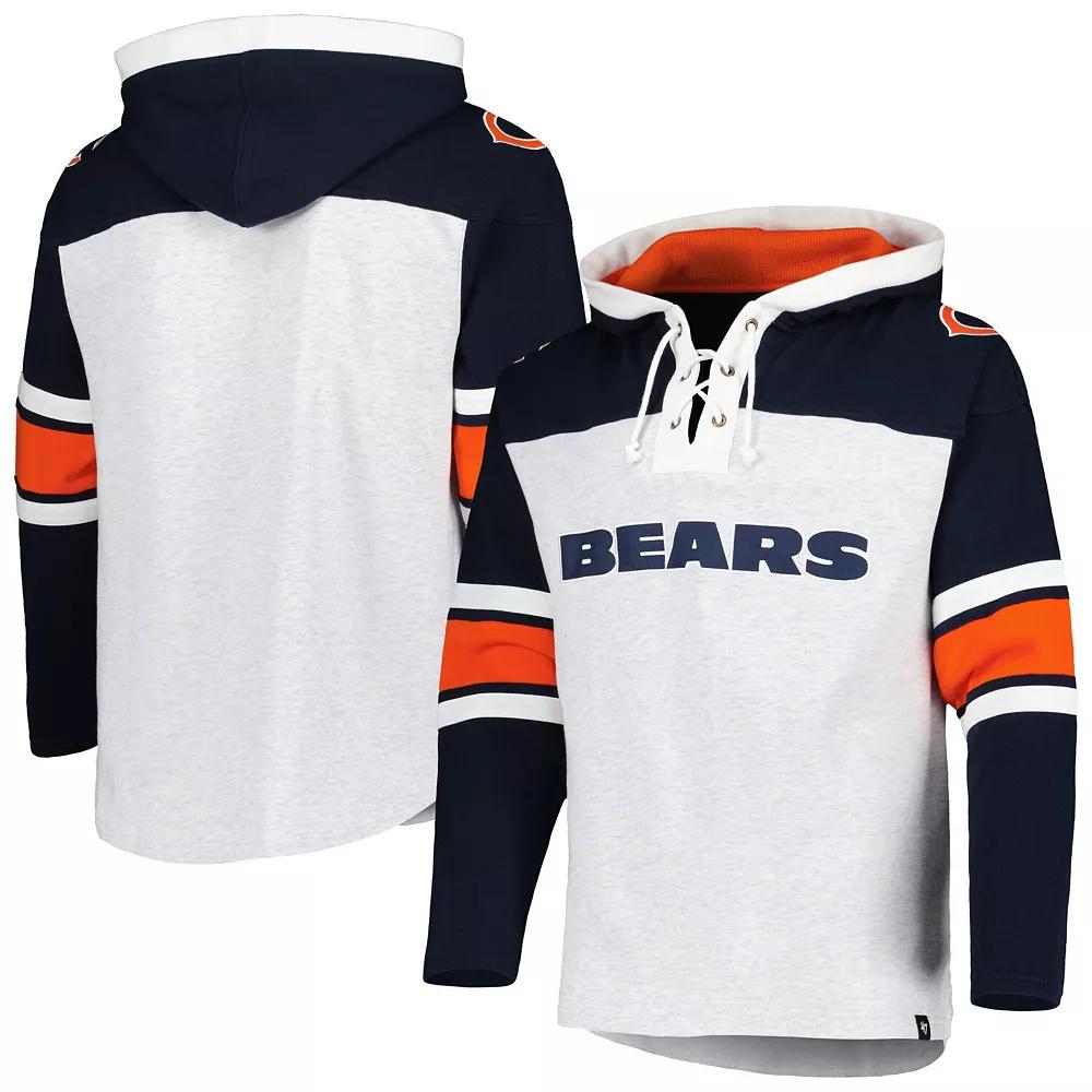 Men's '47 Chicago Bears Heather Gray Gridiron Lace-Up Pullover Hoodie,  Product Image