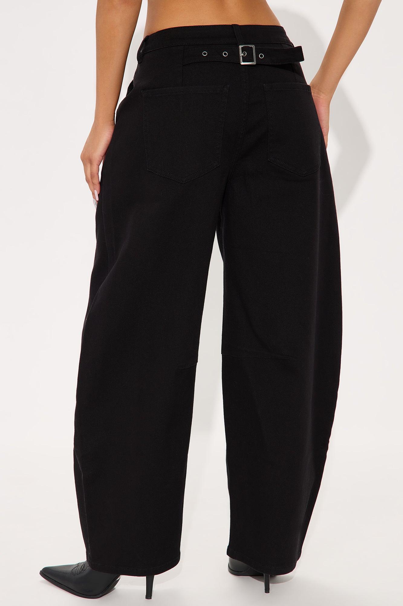 Myka Wide Leg Twill Barrel Pant - Black Female Product Image