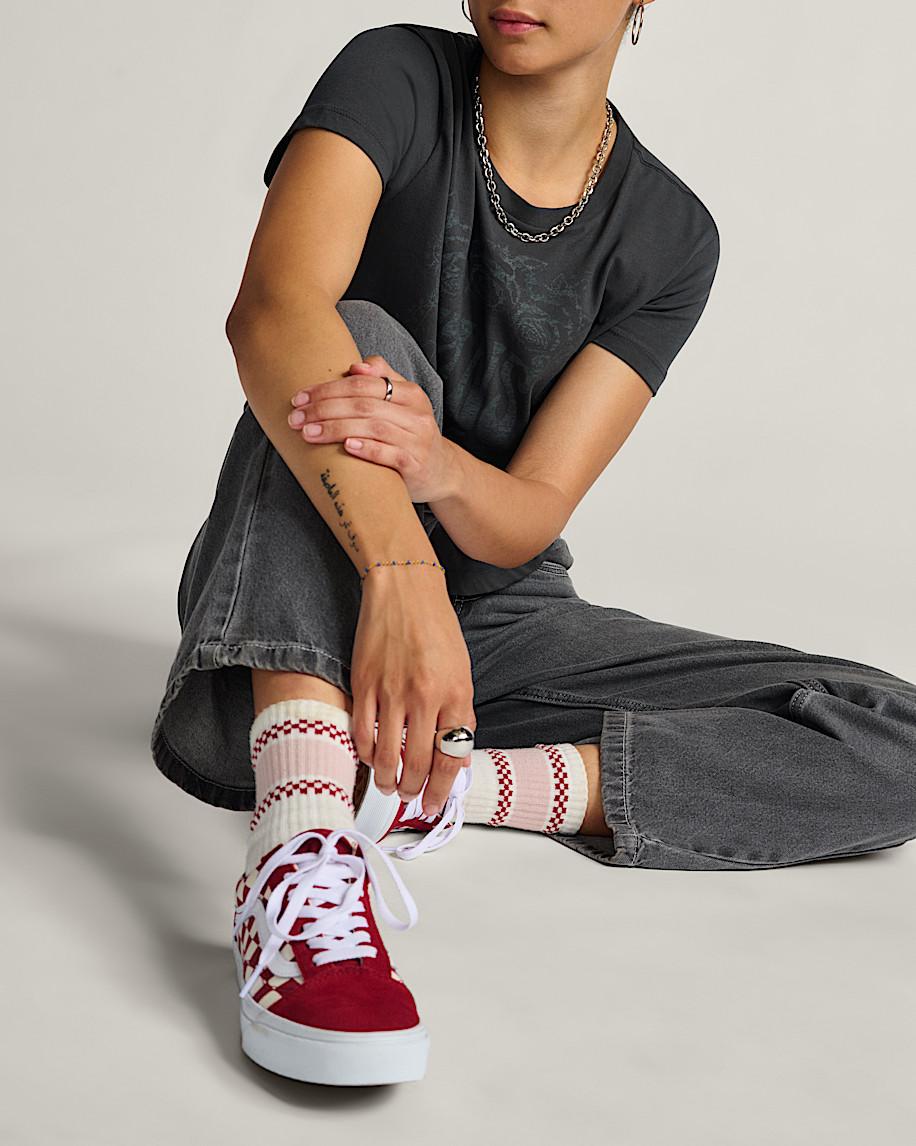 Old Skool Checkerboard Shoe in Checkerboard Red| Vans US Product Image