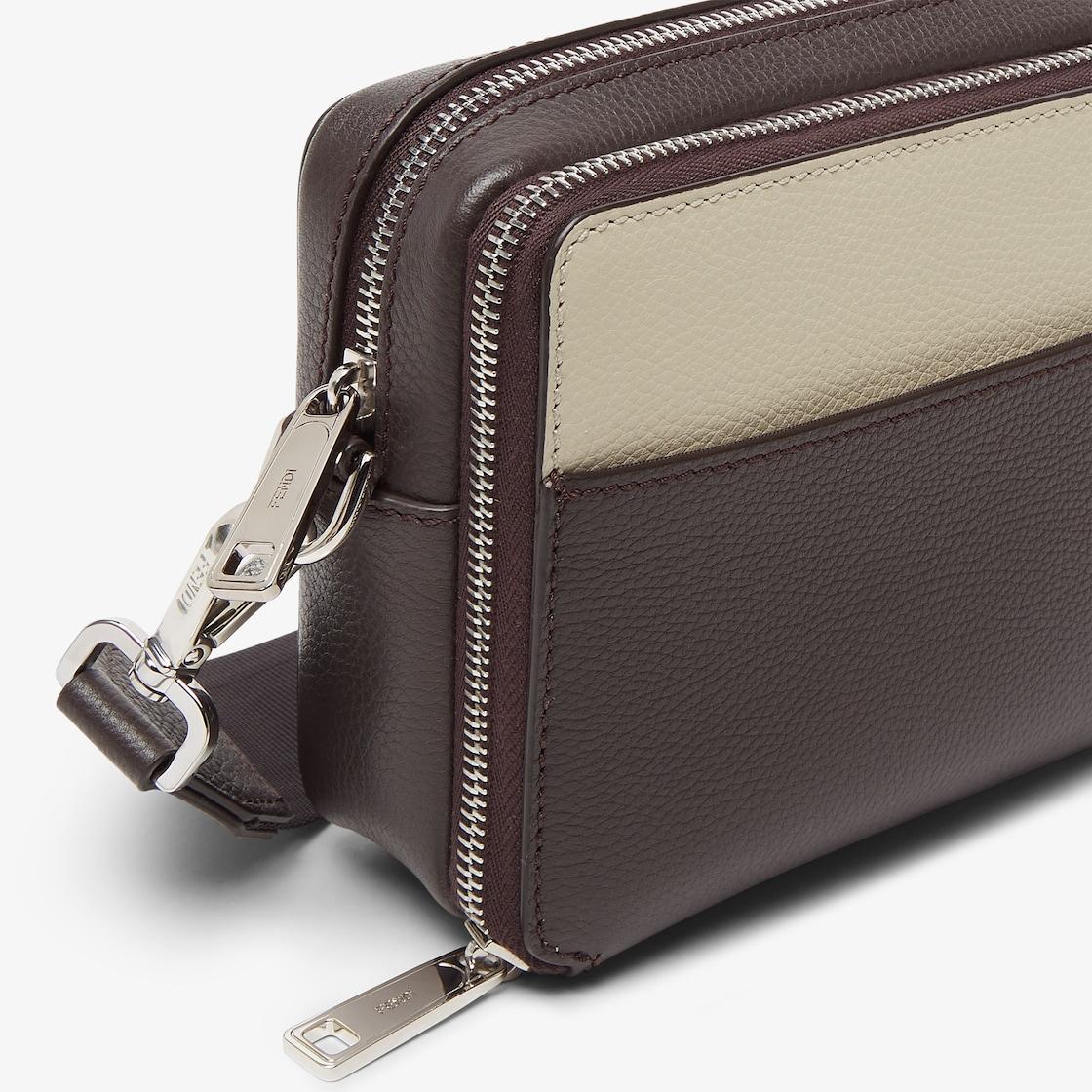 Squared FF Camera Case OrganizerBrown and white leather bag Product Image