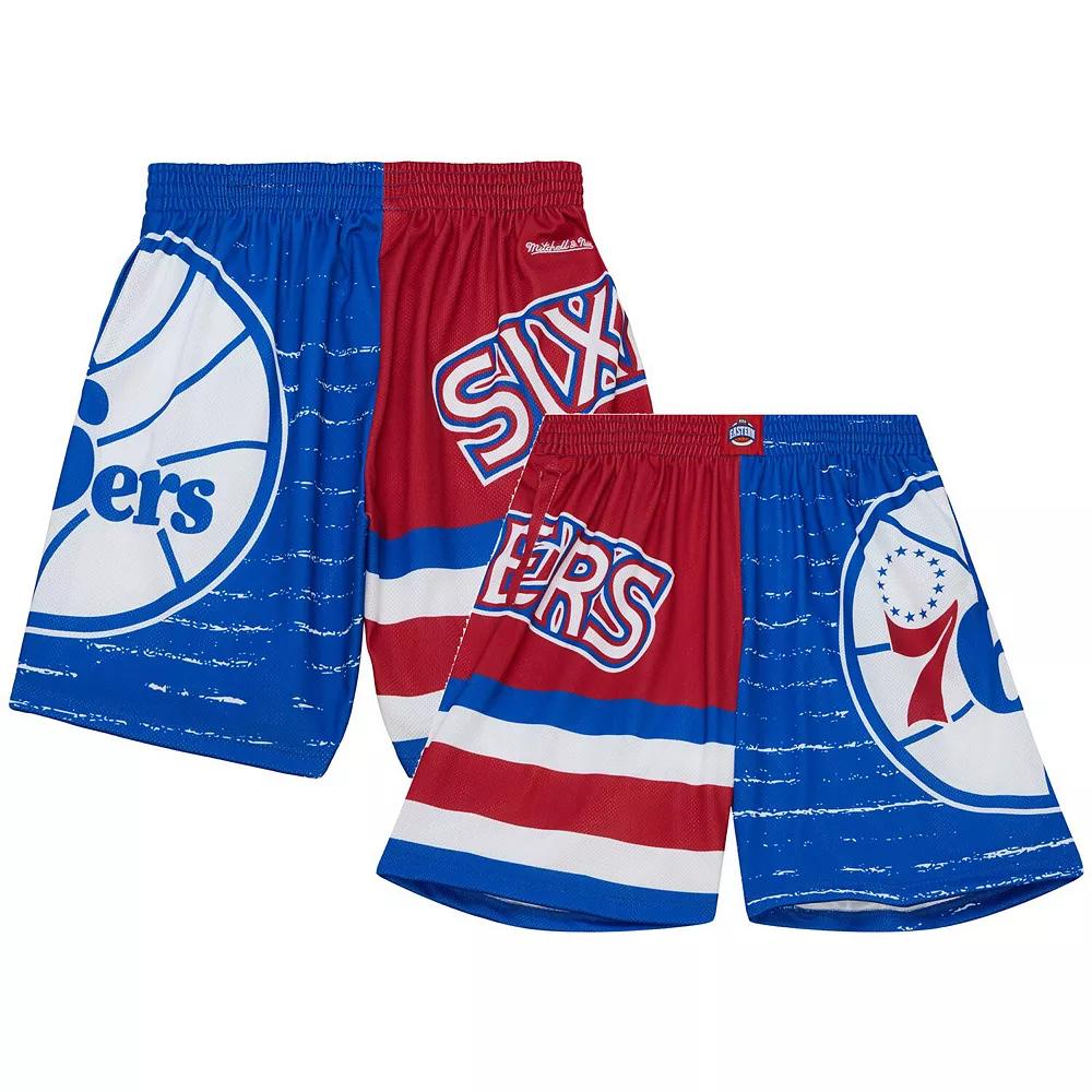Men's Mitchell & Ness Royal/Red Philadelphia 76ers Jumbotron 3.0 Shorts,  Product Image