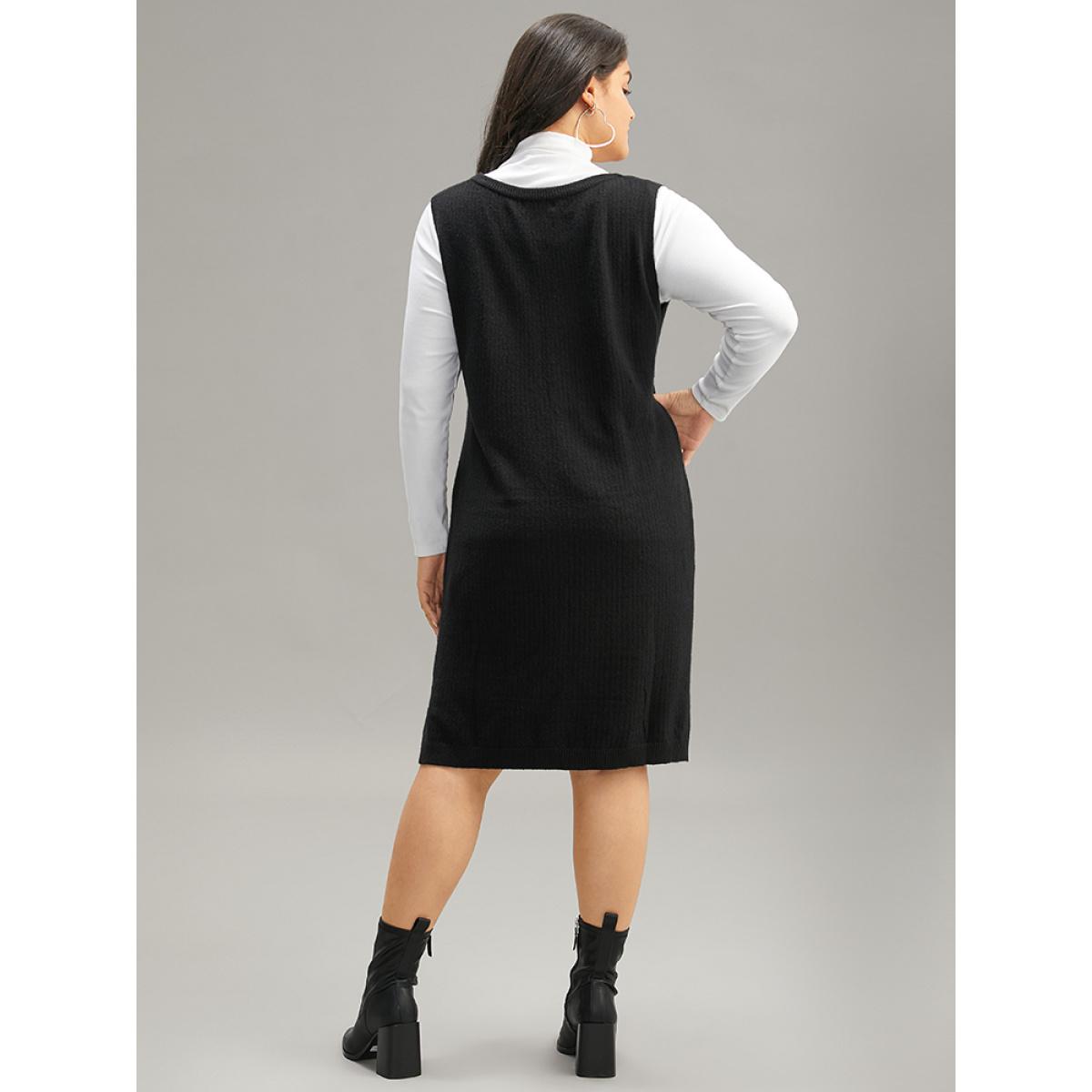 Plus Size Supersoft Essentials Anti-Pilling Shoulderless Sweater Dress Black Women Casual Loose Long Sleeve Everyday Sweater Dresses BloomChic 12/L Product Image
