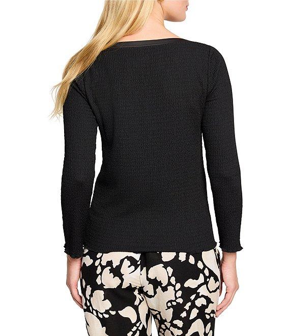 NIC + ZOE Bubble Knit Round Neck Bracelet Sleeve Top Product Image