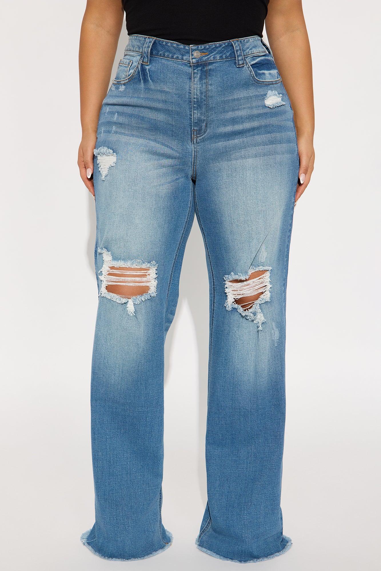 Tall Coldwater Canyon Stretch Ripped Wide Leg Jeans - Medium Wash Female Product Image