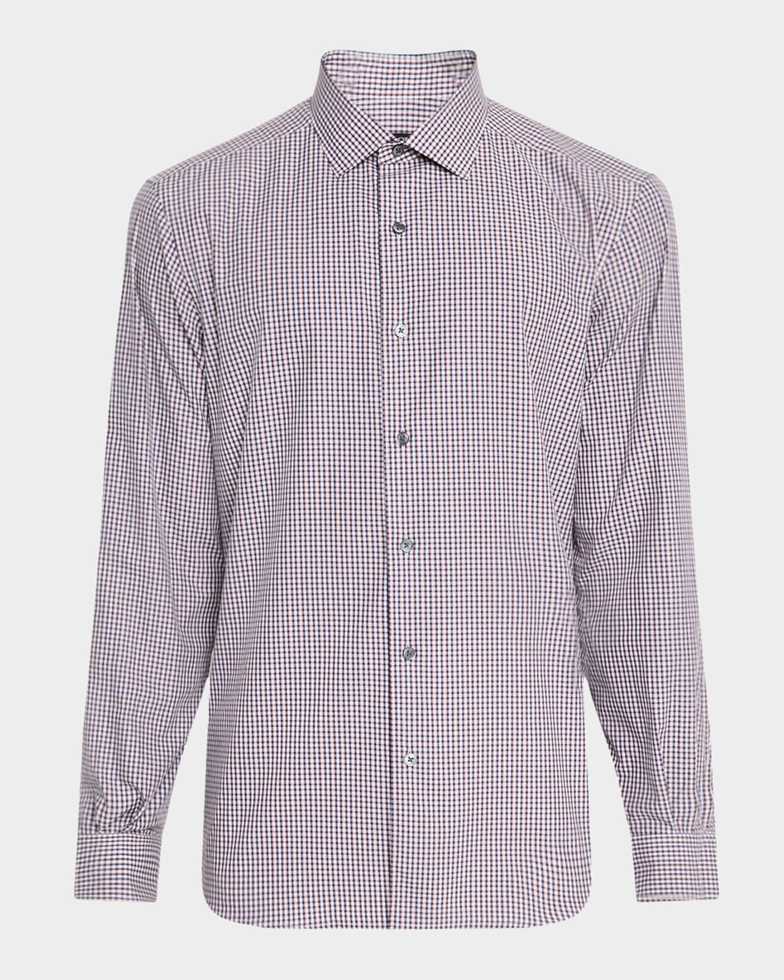 Men's Cotton Check Casual Button-Down Shirt Product Image