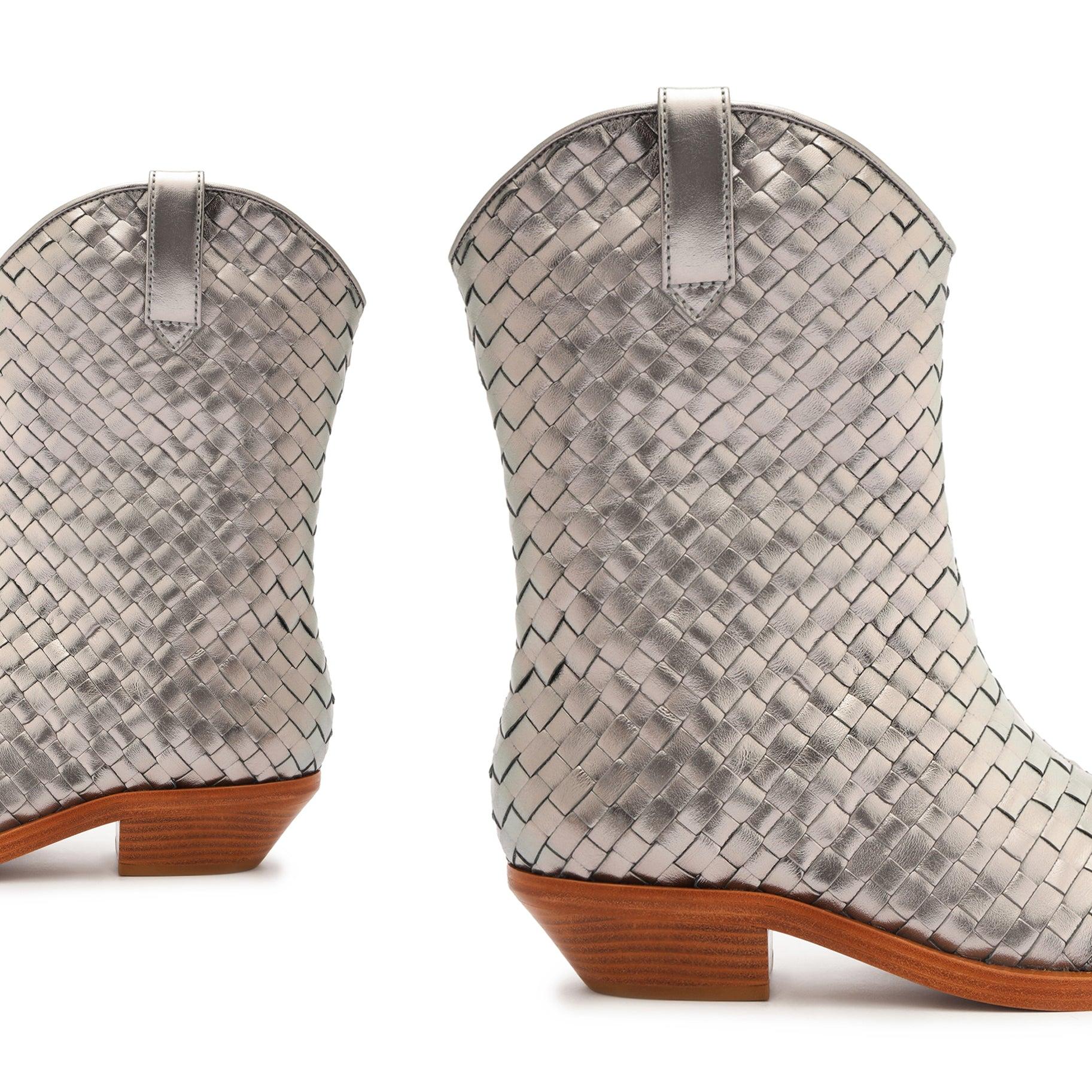 Cicera Woven Metallic Leather Bootie Female Product Image