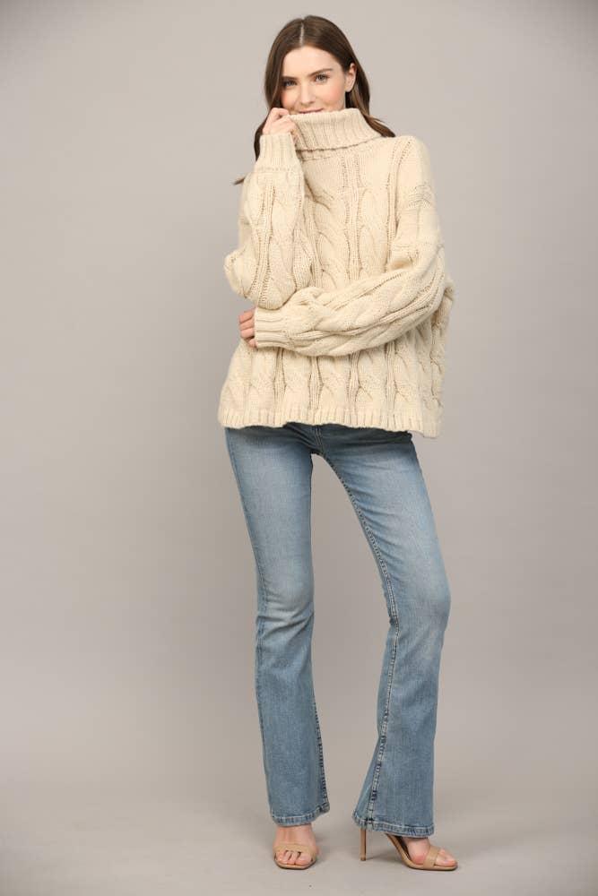 Cable Knit Turtleneck Product Image