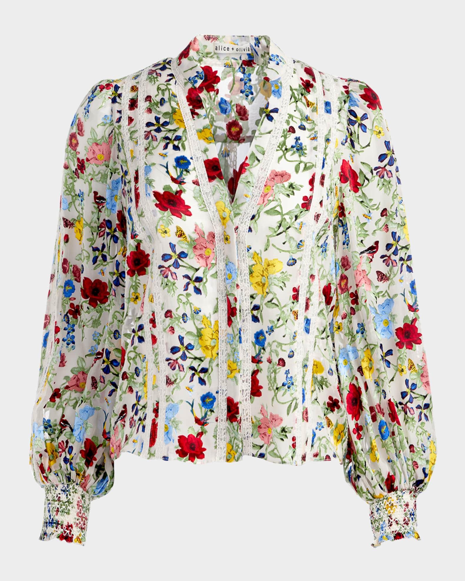 Arlette Floral Blouson-Sleeve Blouse  Product Image