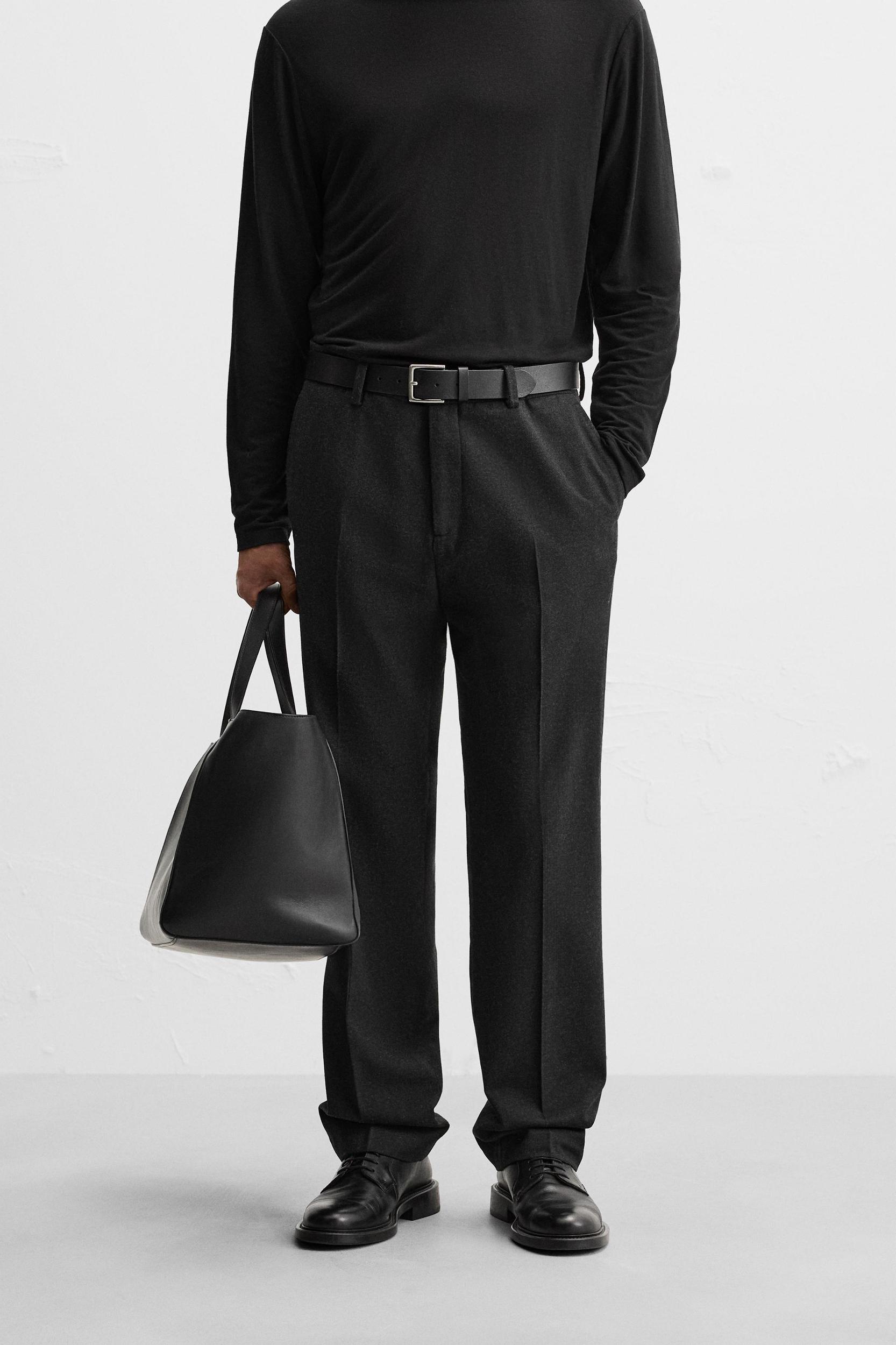 WOOL BLEND TEXTURED PANTS Product Image