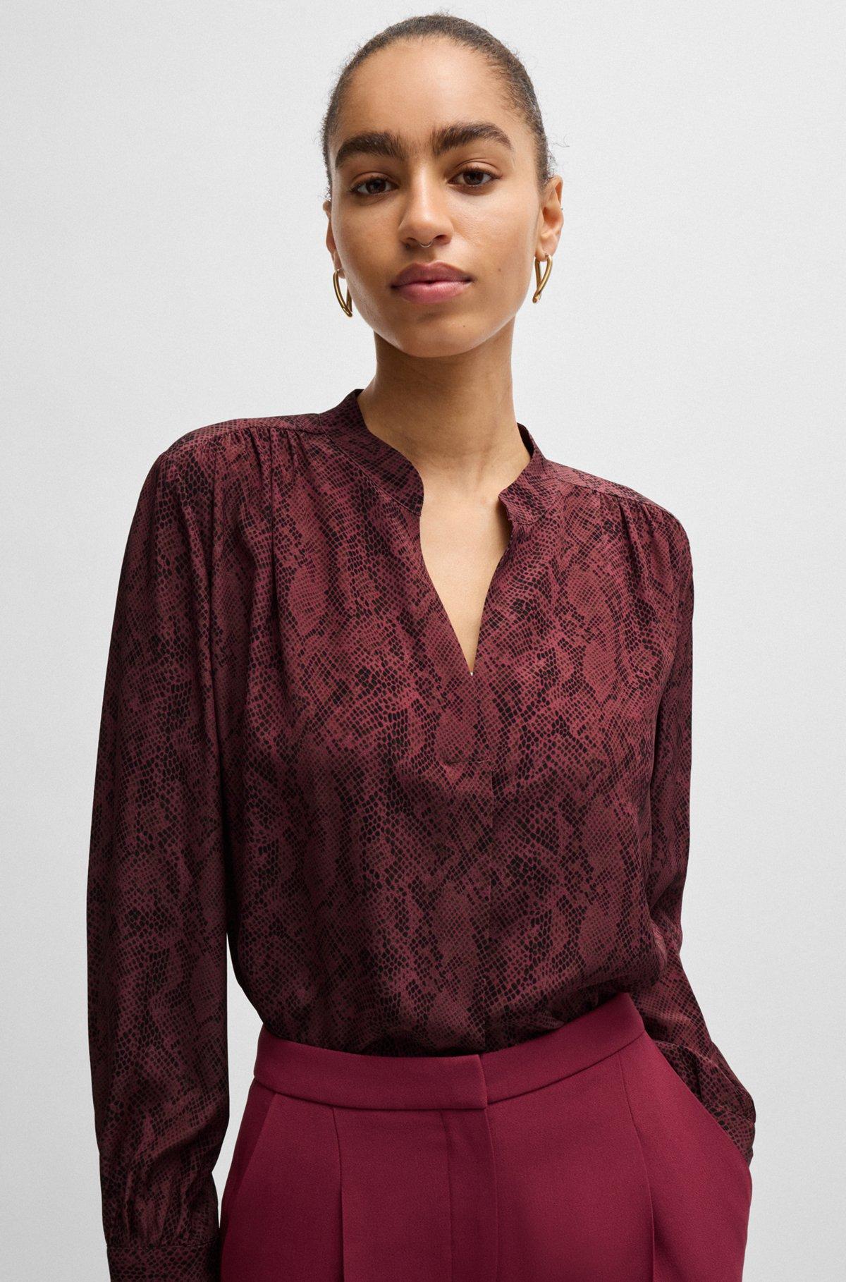 Regular-fit blouse in snake-print silk Product Image