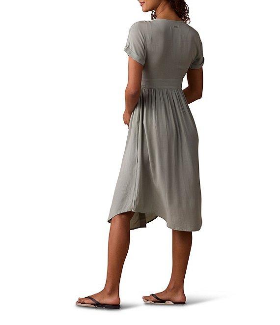 The Normal Brand V Neckline Short Sleeve Button Front Midi Dress Product Image