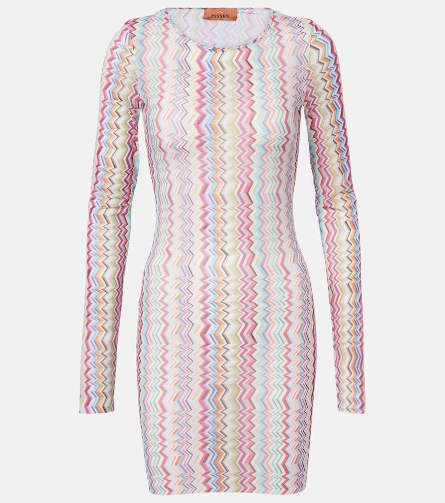 MISSONI Long-sleeve Zigzag Printed Tulle T-shirt In Multi Product Image