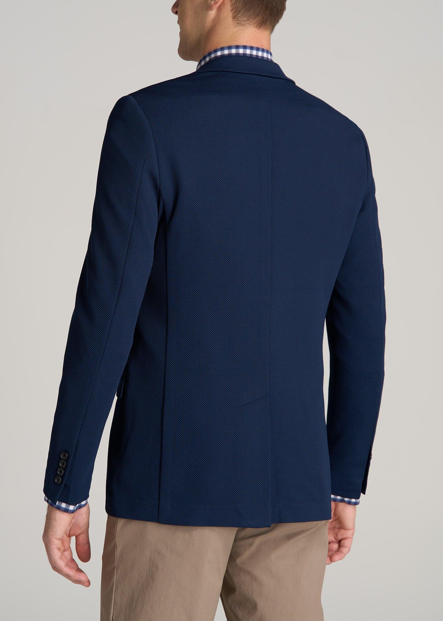 Textured Blazer for Tall Men in Navy Blue Male Product Image