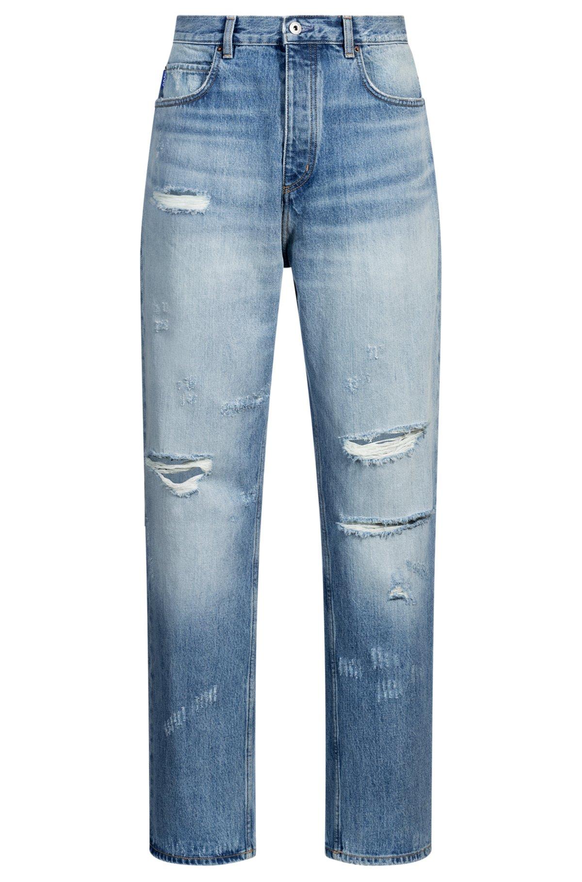 Baggy-fit jeans in stonewashed blue denim Product Image