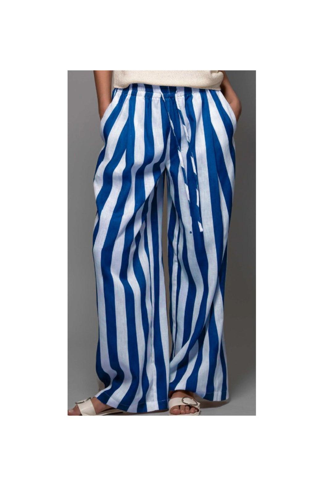 Air Flow Linen-Blend Stripe Pants Product Image