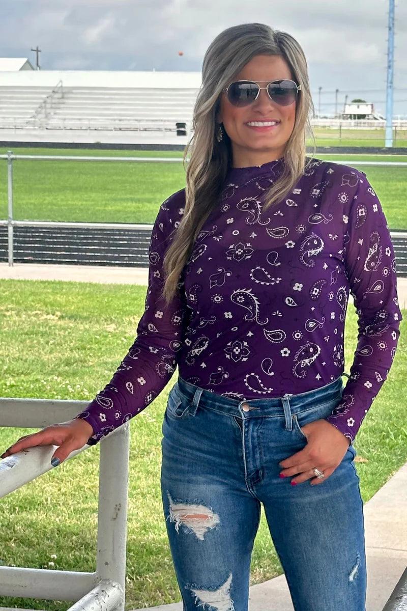 Sterling Kreek Bandana Babe Purple Mesh Top Product Image