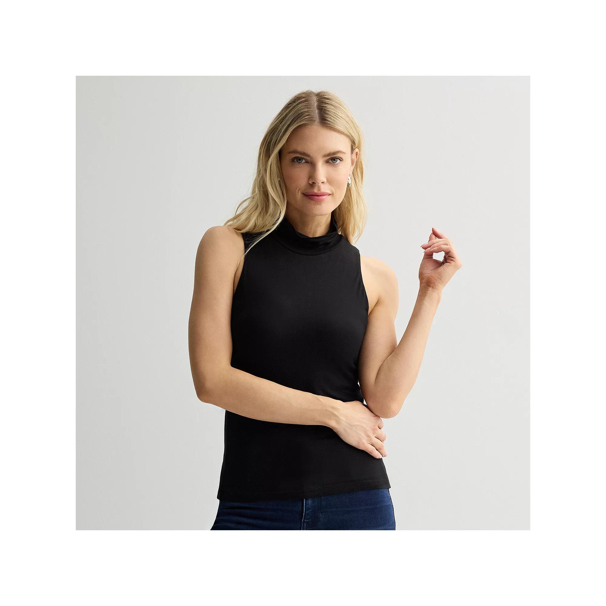 Women's INTEMPO™ Mock Neck Tank Top, Size: XL, Black Product Image