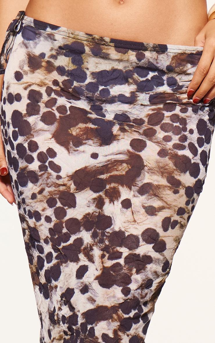  Black Printed Crinkle Mesh Low Rise Fish Tail Maxi Skirt Product Image