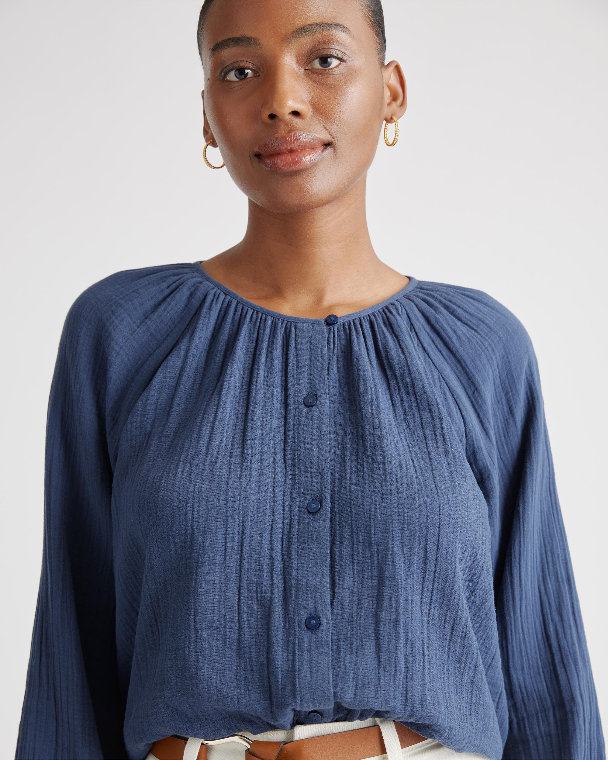 Quince | Women's Gauze Peasant Blouse Size XS, Organic Cotton Product Image