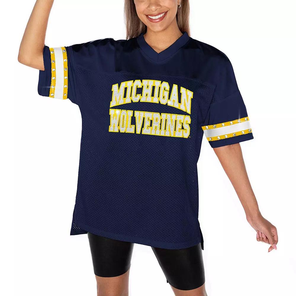 Women's Gameday Couture Navy Michigan Wolverines Until Kickoff Rhinestone Fashion T-Shirt,  Product Image