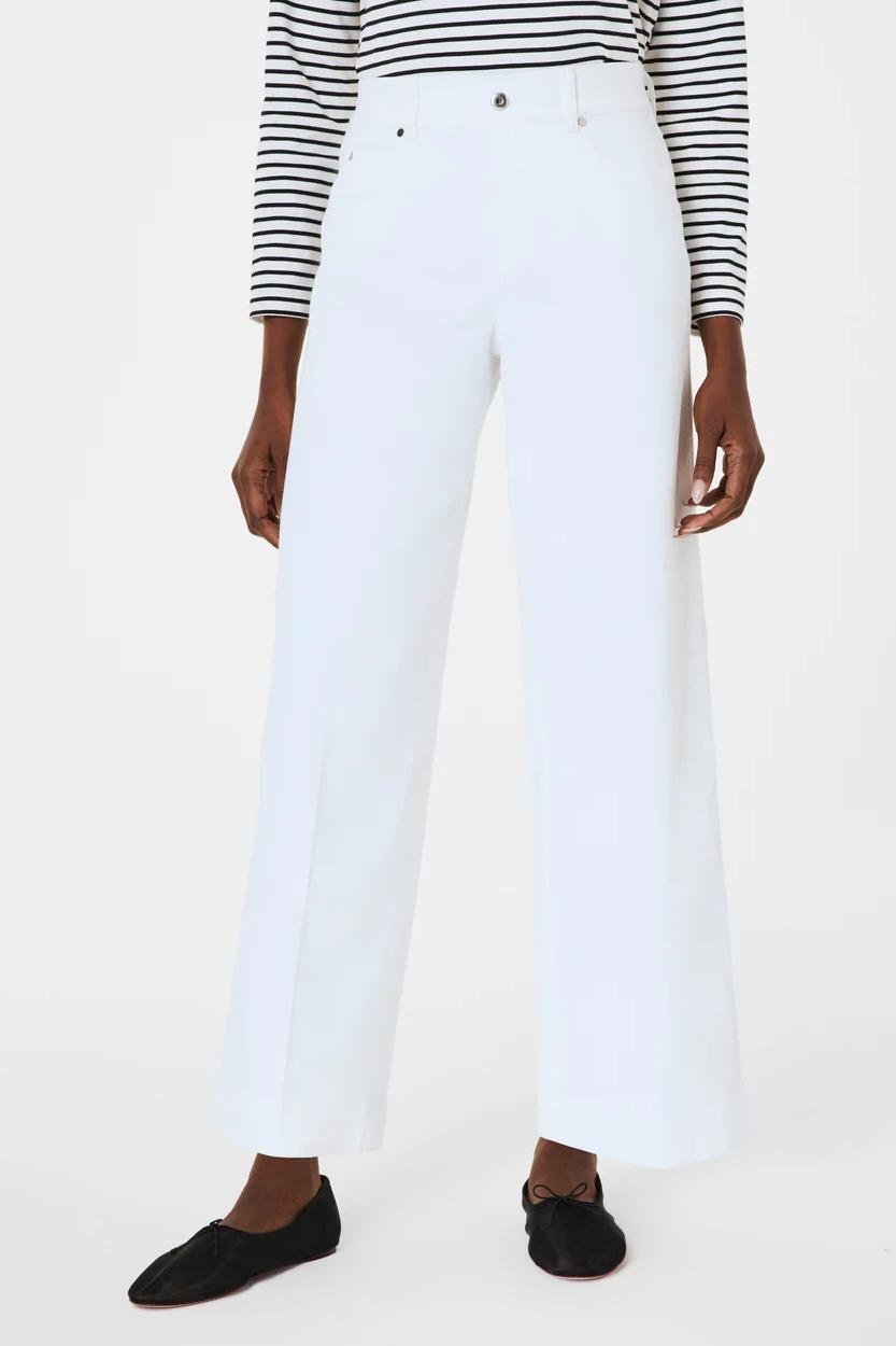 Cropped Wide Leg Jeans- White Product Image