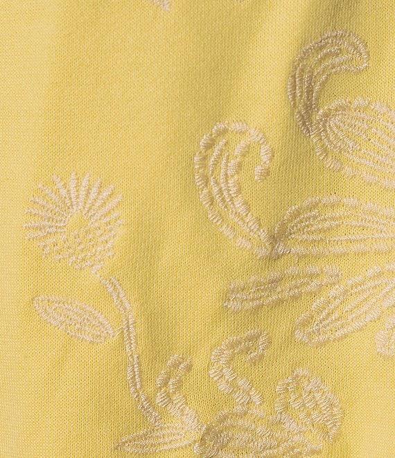 Nurture by Westbound Plus Size Knit Crew Neck Floral Embroidered Elbow Sleeve Top Product Image