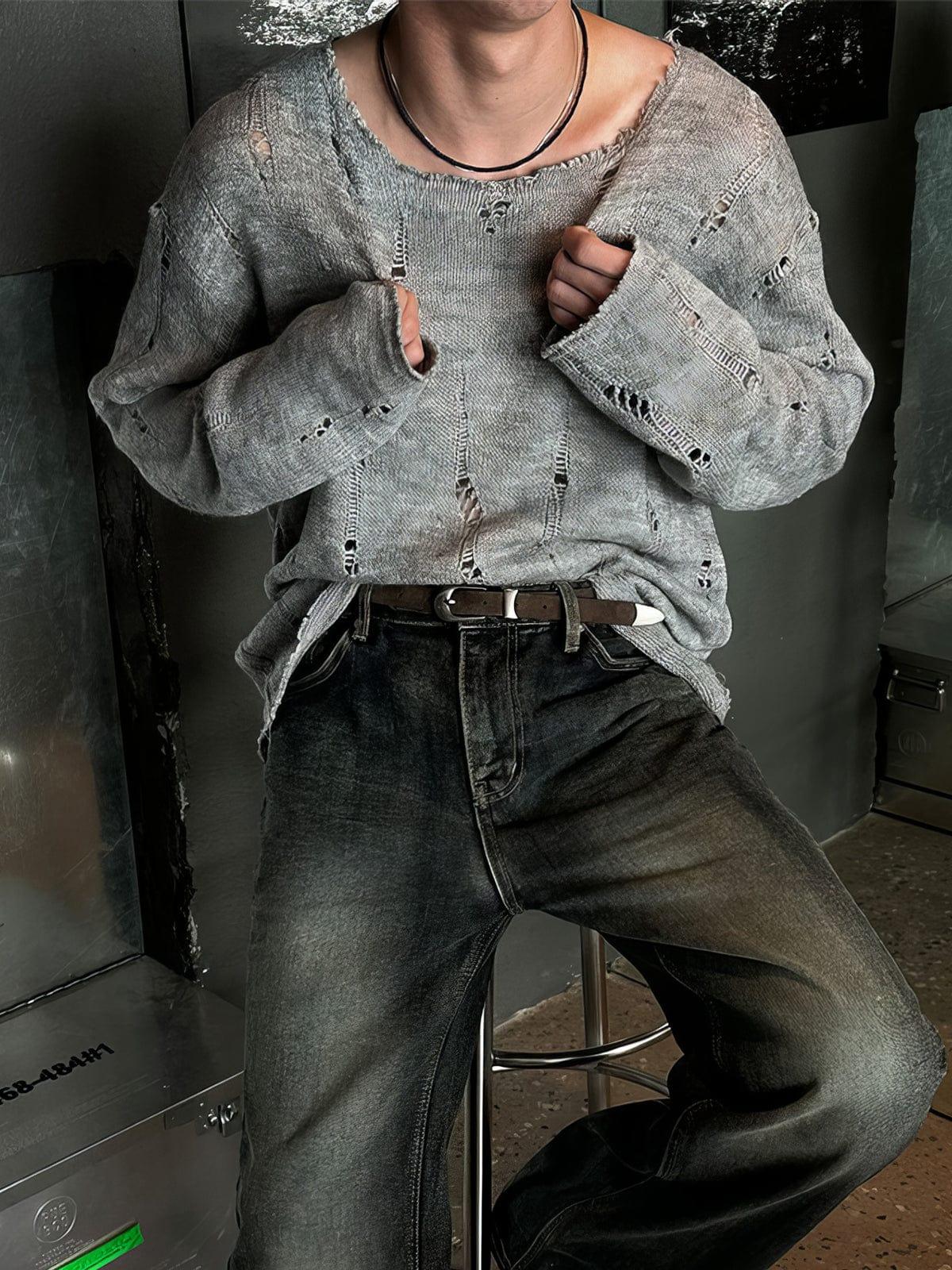 RT No. 12592 KNIT DISTRESSED LONGSLEEVE Product Image