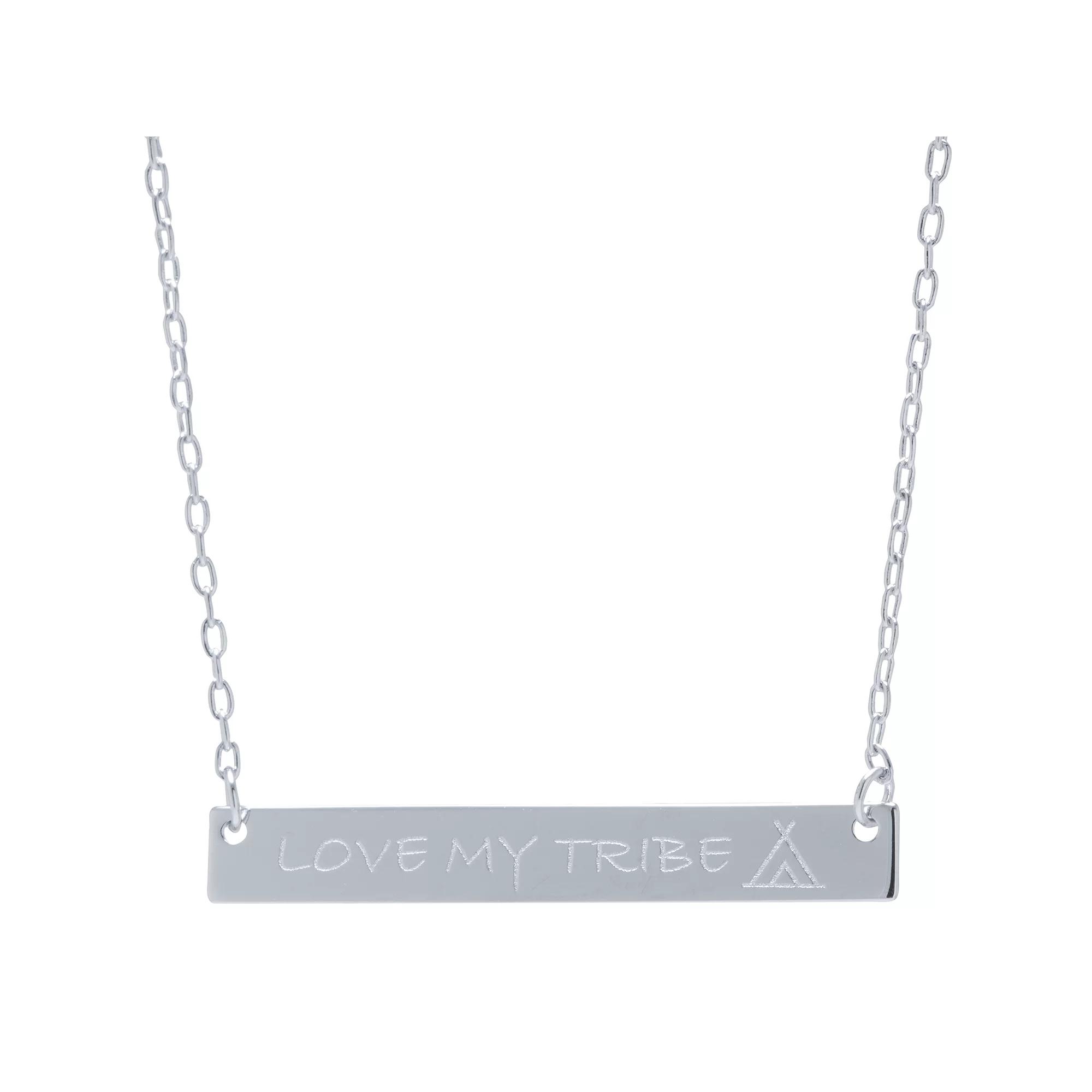 Sterling Silver "Love My Tribe" Bar Necklace, Women's, Size: 18", Silver Tone Product Image