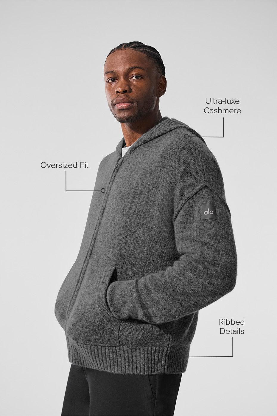 New Class Cashmere Full Zip Hoodie - Platinum Grey Male Product Image