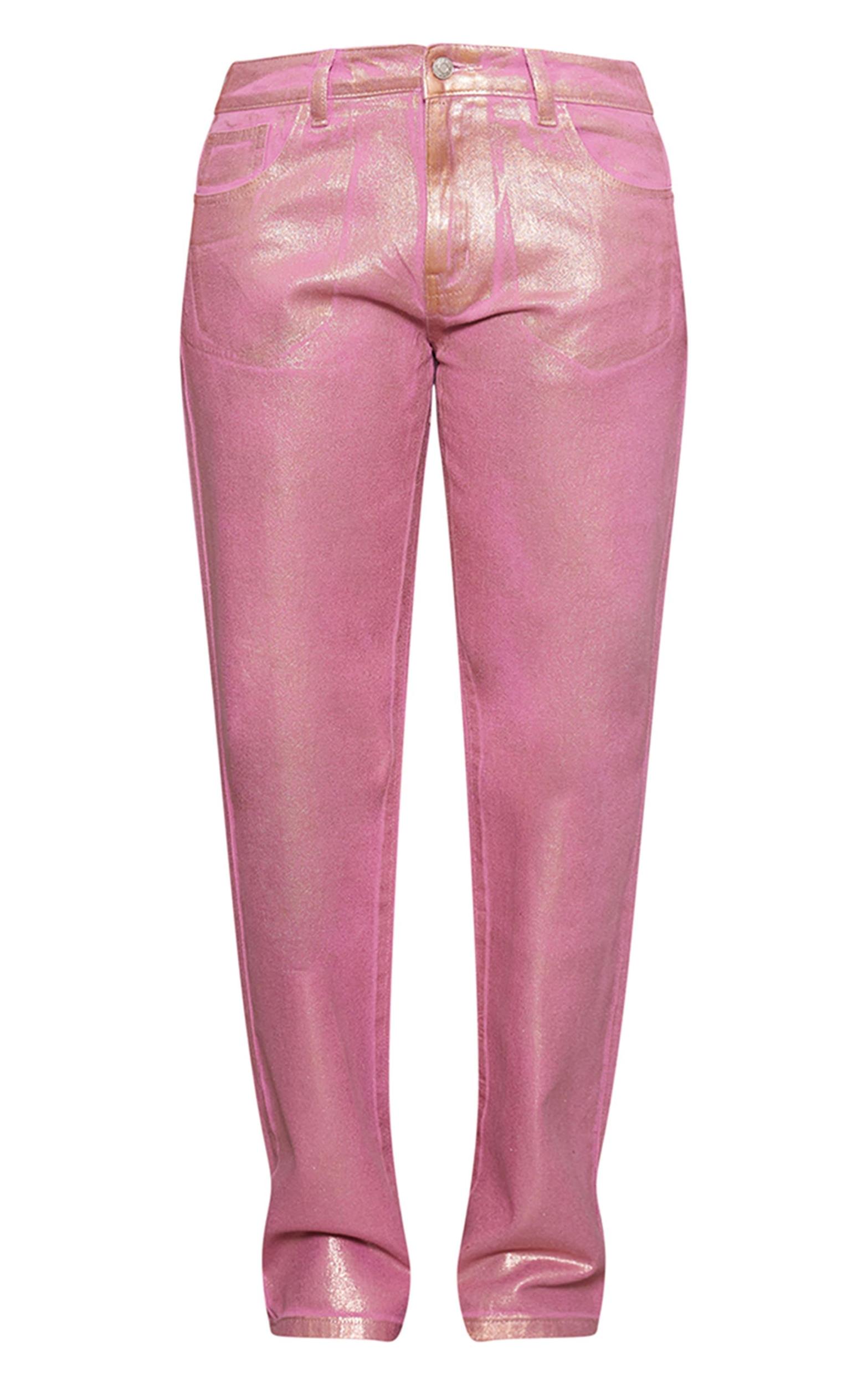 Petite Pink Metallic Denim Jeans Product Image