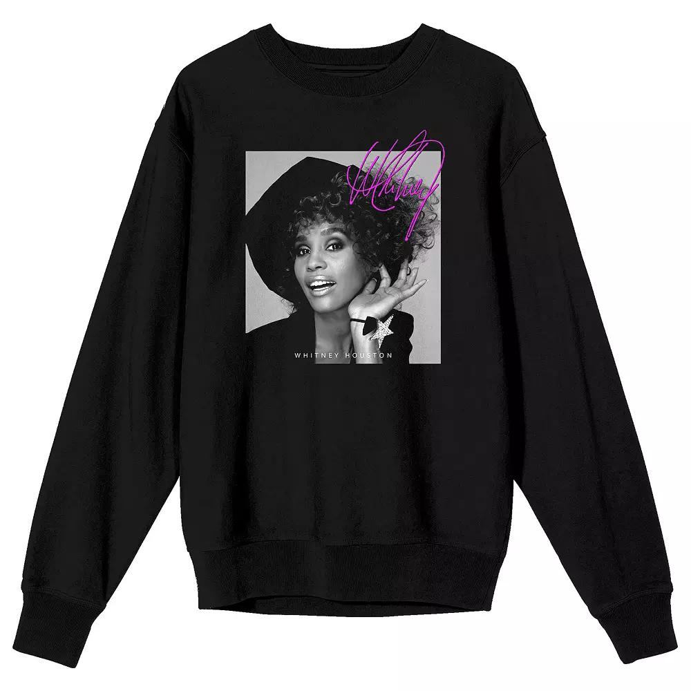 Men's Whitney Houston Grayscale Long Sleeve Graphic Tee,  Product Image