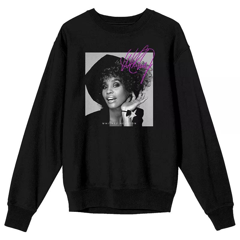 Men's Whitney Houston Grayscale Long Sleeve Graphic Tee,  Product Image
