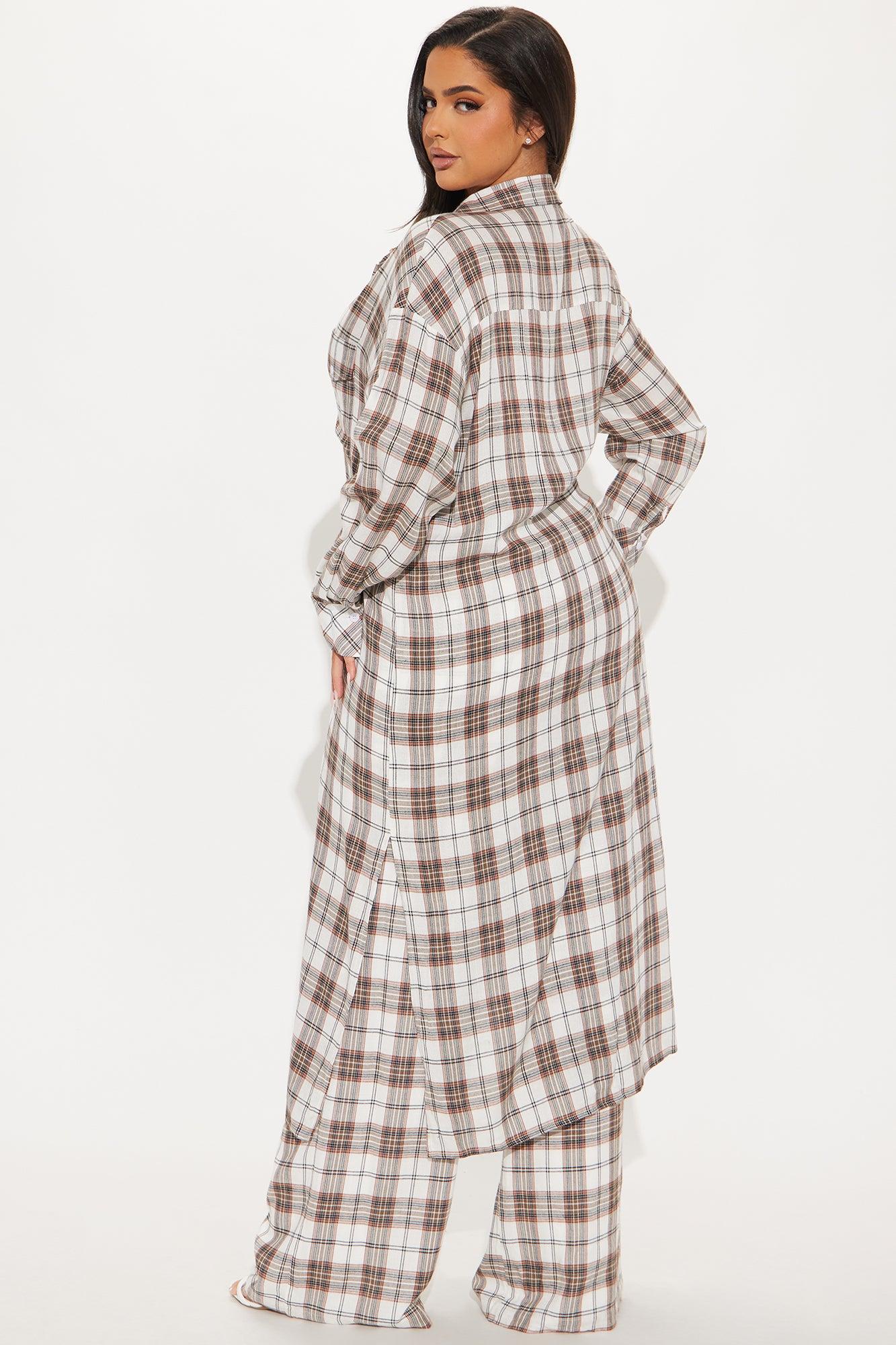 Lost Lover Plaid Pant Set - Brown/combo Female Product Image