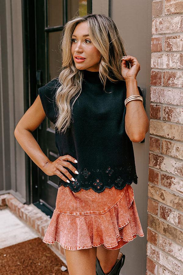 Couture Classic Eyelet Sweater Top in Black Product Image