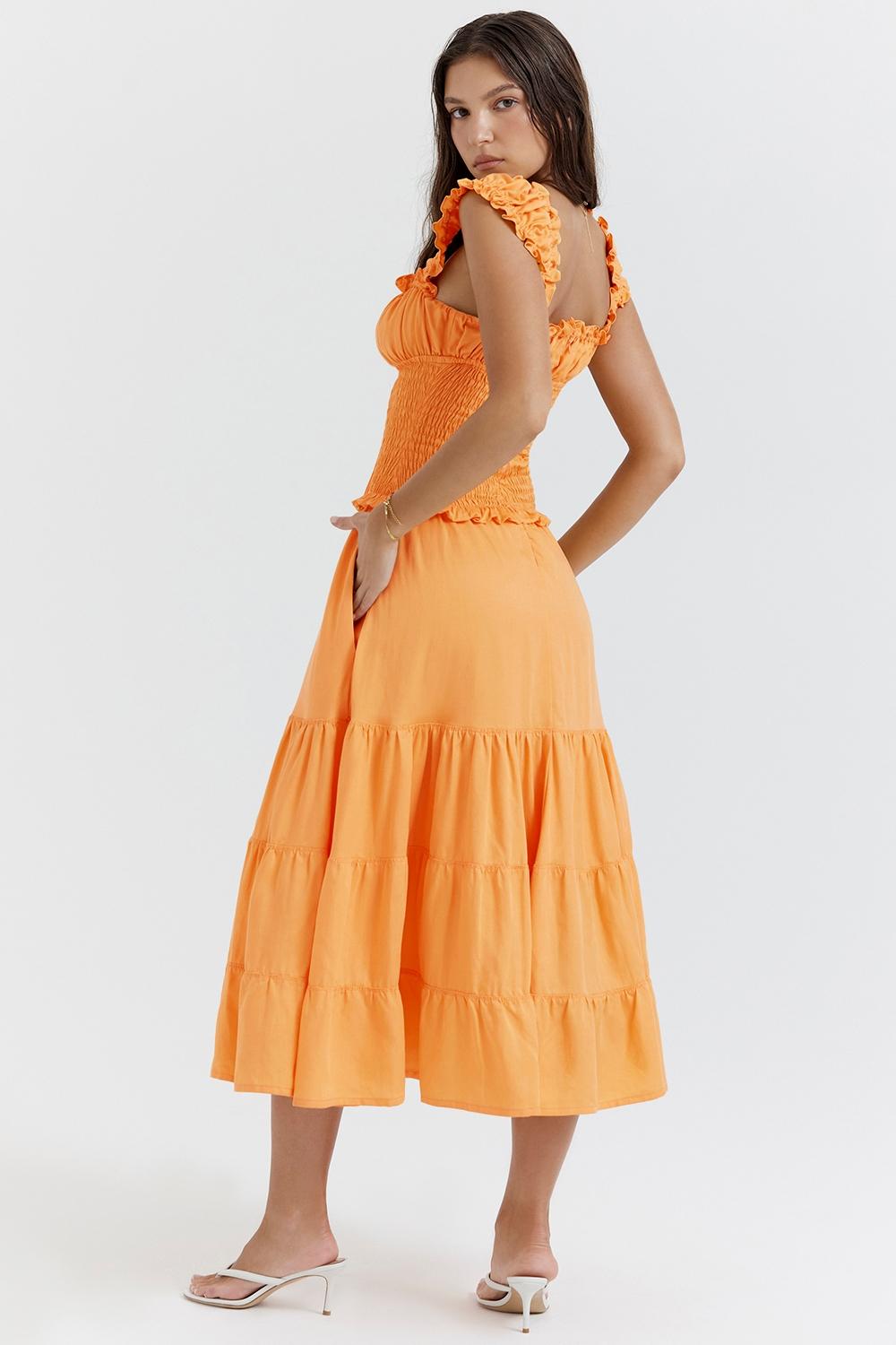 Phedra  tangerine shirred sundress Product Image