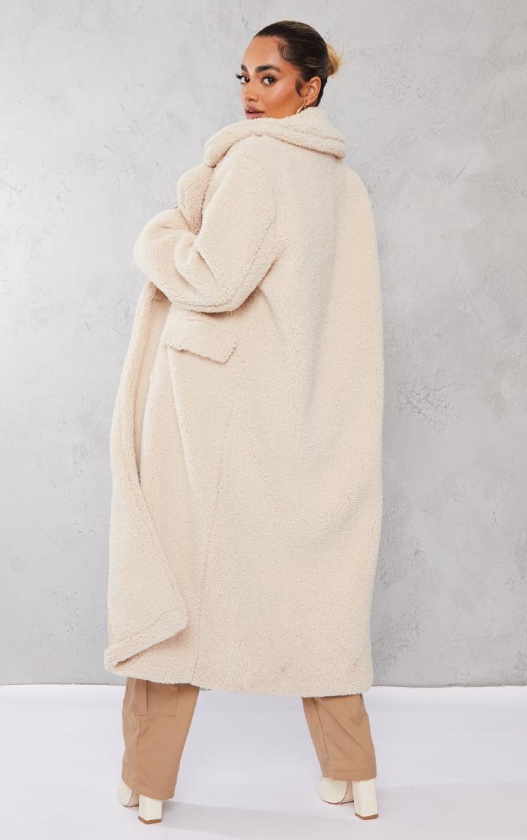 Petite Cream Premium Longline Borg Coat Product Image