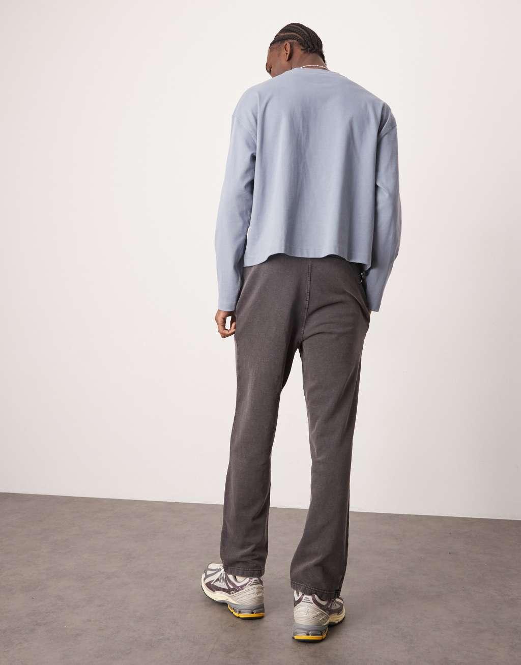 ASOS DESIGN straight leg sweatpants in washed gray Product Image