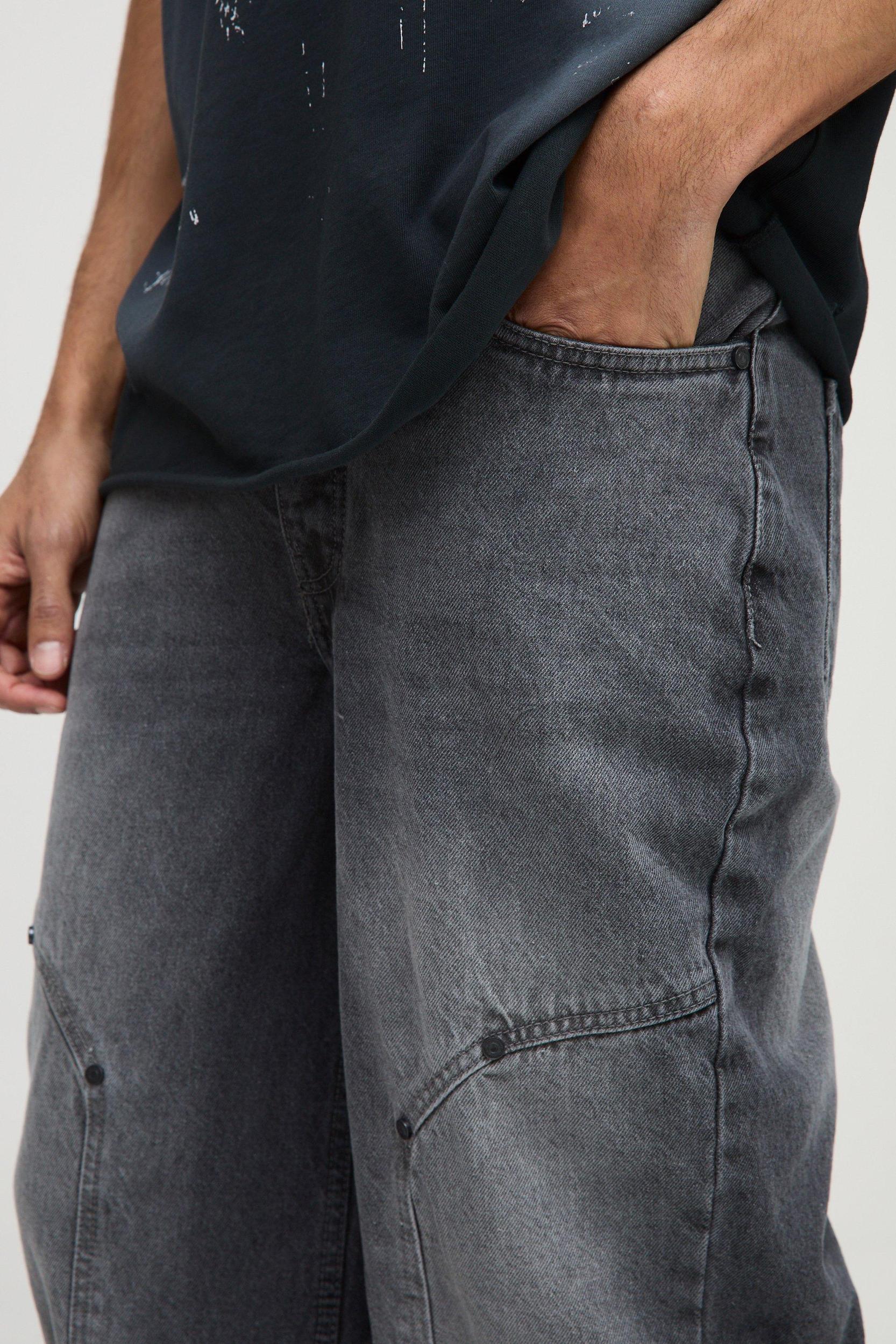 Relaxed Rigid Carpenter Strap Washed Denim Jeans | boohooMAN USA Product Image
